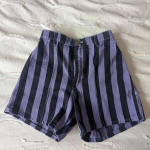 Big Bud Press High Waist Striped Shorts - Black and Purple